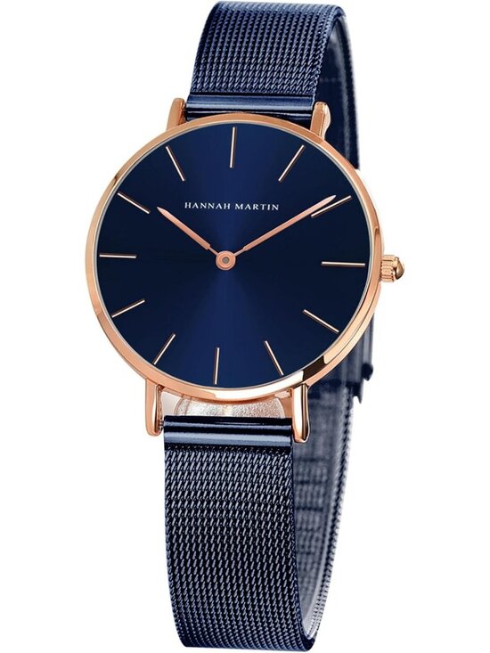 Women\'s Blue Analog Stainless Steel Mesh Strap Minimalist Slim Dial Round Watch main image 5
